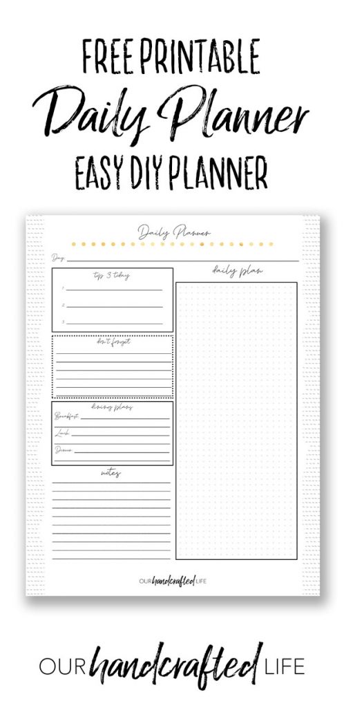 Daily Planner Goal Setting - Our Handcrafted Life Pinterest
