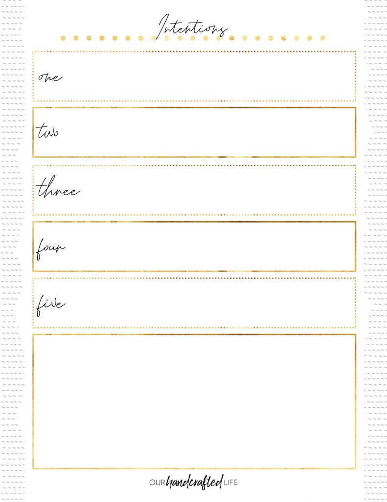 Intentions - Easy Goal Setting Planner - Gentle January - Our Handcrafted Life