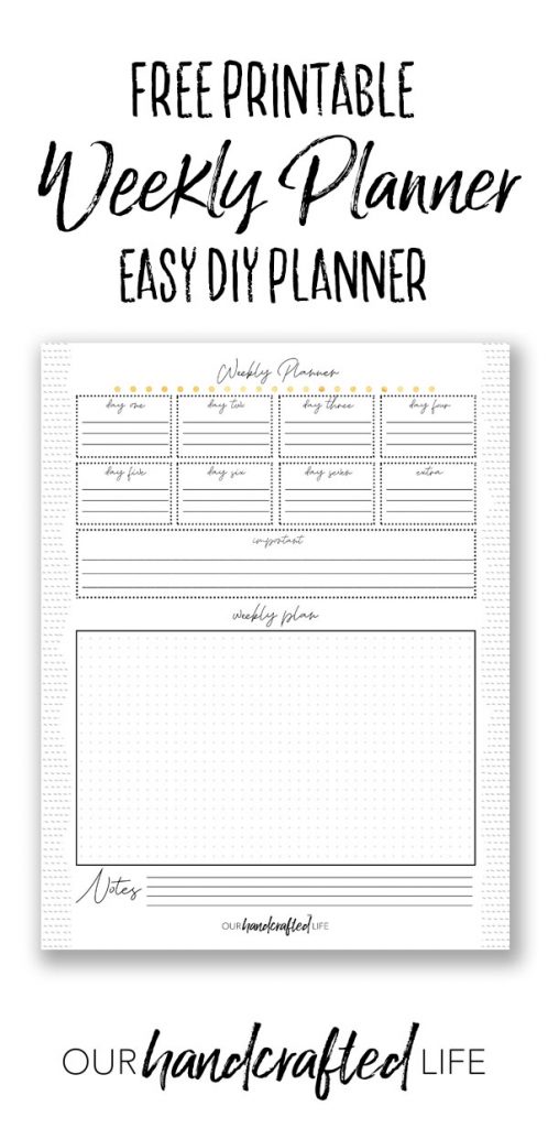 Weekly Planner Goal Setting - Our Handcrafted Life Pinterest